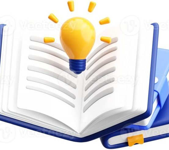 3D Open Book with Light Bulb for Knowledge and Creative Ideas