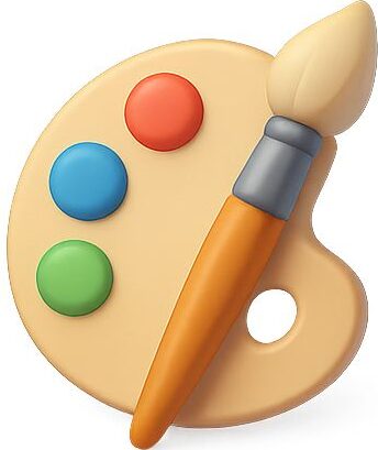 Artistic Palette Icon with Brush for Creative Themes
